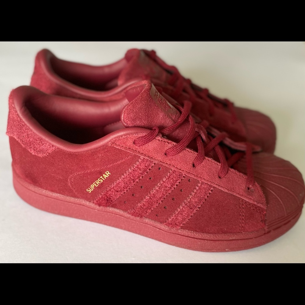RARE Burgundy Suede Adidas Superstars Kids 3/Ladies 5